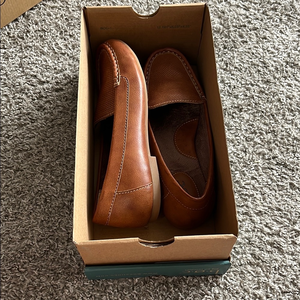 b.o.c. Brown Leather Flats with Rounded Toe